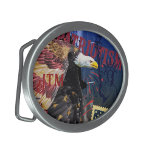 Hebilla De Cinturón Oval Estampilla Eagle de personalizado Usa y correa de<br><div class="desc">Sello Eagle de Estados Unidos Patriótico y Campana de la Libertad</div>