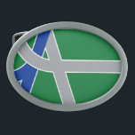 Hebilla De Cinturón Oval Flag of Albany, Oregon<br><div class="desc">Belt Buckle with a design with the flag of Albany,  Oregon. A green,  gray,  and blue flag</div>