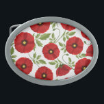 Hebilla De Cinturón Oval Flores veraniegas alegres con adormidera<br><div class="desc">Flores de amapola floreciendo primavera alegre y vector de verano sin fisuras repitiendo el ilustracion textil / de tejido. Derechos de autor originales del arte gráfico BluedarkArt TheChameleonArt.</div>