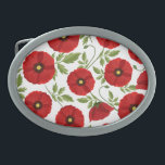 Hebilla De Cinturón Oval Flores veraniegas alegres con adormidera<br><div class="desc">Flores de amapola floreciendo primavera alegre y vector de verano sin fisuras repitiendo el ilustracion textil / de tejido. Derechos de autor originales del arte gráfico BluedarkArt TheChameleonArt.</div>