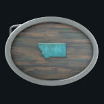 Hebilla De Cinturón Oval Forma de estado de Montana Verde azulada<br><div class="desc">Forma de estado de Montana Verde azulada</div>