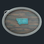 Hebilla De Cinturón Oval Forma de estado de Montana Verde azulada<br><div class="desc">Forma de estado de Montana Verde azulada</div>