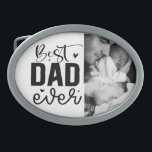 Hebilla De Cinturón Oval Foto del mejor Personalizado de papá<br><div class="desc">Hebilla del cinturón de foto del mejor Personalizado de papá</div>