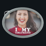 Hebilla De Cinturón Oval Foto personalizado Amo A Mi Novia<br><div class="desc">Foto personalizado Amo la hebilla del cinturón de mi novia</div>