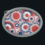 Hebilla De Cinturón Oval Fuegos artificiales patrióticos rojos blancos y az<br><div class="desc">Haz una declaración patriótica audaz con esta hebilla de cinturón de Made in the USA, con un patrón explosivo de ráfagas rojas, blancas y azules inspirado en los fuegos artificiales del 4 de julio. El dinámico diseño capta la energía y la emoción de las celebraciones norteamericanas, lo que lo convierte...</div>