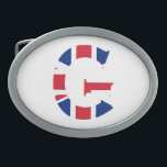 Hebilla De Cinturón Oval G Monograma sobrepuesto sobre bandera de la Unión<br><div class="desc">G Monograma colocado sobre el diseño de la hebilla del cinturón de bandera de la Unión © Trinkets and Things 2017 - AHP Design. Todos Los Derechos Reservados. 030417</div>