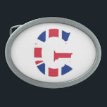 Hebilla De Cinturón Oval G Monograma sobrepuesto sobre bandera de la Unión<br><div class="desc">G Monograma colocado sobre el diseño de la hebilla del cinturón de bandera de la Unión © Trinkets and Things 2017 - AHP Design. Todos Los Derechos Reservados. 030417</div>