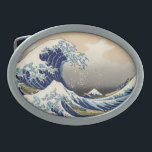 Hebilla De Cinturón Oval Gran ola frente al mar de Kanagawa y Monte Fuji Ja<br><div class="desc">"La Gran Ola de Kanagawa", también conocida como "Under the Wave of Kanagawa", es una cautivante huella de madera del reconocido artista japonés Katsushika Hokusai. Creado alrededor de 1831, es parte de una serie titulada "Treinta y seis vistas del Monte Fuji". La obra representa una escena de inmenso poder y...</div>