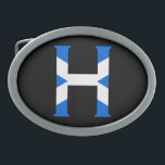 Hebilla De Cinturón Oval H Monograma sobrepuesto sobre la bbcn de la bander<br><div class="desc">H Monograma sobre el diseño de la hebilla del cinturón de la bandera escocesa © Trinkets and Things 2017 - AHP Design. Todos Los Derechos Reservados. 030417</div>