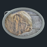 HEBILLA DE CINTURÓN OVAL HIGHLAND COW<br><div class="desc">Diseño artístico de una hermosa vaca Highland.</div>