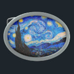 Hebilla De Cinturón Oval La noche estrellada de Vincent Van Gogh<br><div class="desc">Vincent Van Gogh La Noche Estelar. Esta es una antigua obra maestra del pintor holandés Vincent Van Gogh. Esta bonita pintura del paisaje artístico tiene un color bonito,  vibrante y saturado. Vincent Van Gogh fue un pintor impresionista de post holandés. Esta imagen es de dominio público</div>