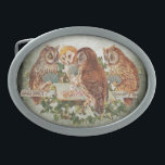 Hebilla De Cinturón Oval Lechuzas jugando al póquer<br><div class="desc">¡Añade un carácter lil y un color a tu estilo!</div>