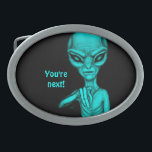 Hebilla De Cinturón Oval ¡Mala Alien, eres la siguiente!<br><div class="desc">Alien gris ,  Alien malo ,  Eres el próximo ! en negro y verde ,  Dibujo a lápiz de arte fantastico por Krisi ArtKSZP >>> Más productos en la categoría de tienda >> Alien >>> Alien malo en negro y verde</div>