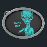Hebilla De Cinturón Oval ¡Mala Alien, eres la siguiente!<br><div class="desc">Alien gris ,  Alien malo ,  Eres el próximo ! en negro y verde ,  Dibujo a lápiz de arte fantastico por Krisi ArtKSZP >>> Más productos en la categoría de tienda >> Alien >>> Alien malo en negro y verde</div>
