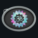 Hebilla De Cinturón Oval *~* Mandala Lotus OM Símbolo de AUM color de agua<br><div class="desc">* Un símbolo OM AUM Lotus Watercolor Mandala sobre una hebilla de cinturón de forma ovalada de fondo negro.* Nota: puede personalizar el texto. Aquí encontrará una nueva era sorprendentemente hermosa, con un diseño atractivo metafísico y espiritualmente inclinado que puede inspirar meditación y contemplación tranquila. Puede hacer un regalo perfecto...</div>
