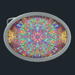 Hebilla De Cinturón Oval Mandala Psicodélica Trippy Hippie Color Splash<br><div class="desc">Una mandala (sánscrito para "círculo") es una representación artística de mayor pensamiento y significado profundo dado como un símbolo geométrico utilizado en el trabajo espiritual,  emocional o psicológico para centrar la atención</div>