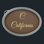 Hebilla De Cinturón Oval Monograma de California<br><div class="desc">Monograma diseñado por California Dreaming Monogram</div>