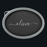 Hebilla De Cinturón Oval Monograma elegante Minimalista blanco negro y mode<br><div class="desc">Presentamos nuestra Colección de Monogramas Modernos Minimalistas en Blanco y Negro: Adopte la simplicidad y la sofisticación con nuestros diseños minimalistas, curados para elevar su estilo sin esfuerzo. Esta colección, elaborada con gran interés para la estética moderna, presenta elegantes diseños en blanco y negro acentuados por monogramas personalizados. Desde papel...</div>