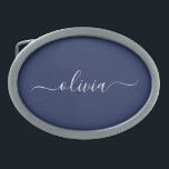 Hebilla De Cinturón Oval Monograma moderno azul y blanco de la Marina<br><div class="desc">Presentamos nuestra colección de Monogramas Moderno Azul y Blanco de la Marina: Eleva tu decoración de casa con nuestra sofisticada colección con un diseño contemporáneo de color azul marino y blanco. Cada una de las piezas está meticulosamente diseñada para exudar elegancia y estilo, perfecto para añadir un toque de modernidad...</div>