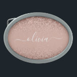 Hebilla De Cinturón Oval Monograma monograma de guion de Purpurina rosa de<br><div class="desc">Oro Rosa - Hebilla Monograma de la correa de nombres del Purpurina de espuma rosada de Rubor. Esto hace que la graduación perfecta, dulce 16 16, 18, 21, 30, 40, 50, 60, 70, 80, 90, 100 años, boda, ducha de novias, aniversario, ducha de bebé o despedida de soltera para alguien...</div>