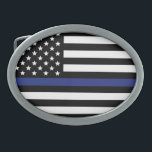 Hebilla De Cinturón Oval Oficial de policía Aplicación de la ley Bandera de<br><div class="desc">Oficial de policía Delgado,  Línea Azul,  EE.UU. Bandera,  Policía y Fuerzas del Orden ¡Regalos de agradecimiento!</div>