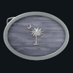 Hebilla De Cinturón Oval Palmetto y luna de Carolina del Sur<br><div class="desc">Palmetto y luna de Carolina del Sur</div>
