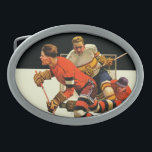 Hebilla De Cinturón Oval Partido del hockey sobre hielo<br><div class="desc">Artista: Juego profesional del hockey sobre hielo de la glorieta el | de Mauricio</div>