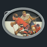 Hebilla De Cinturón Oval Partido del hockey sobre hielo<br><div class="desc">Artista: Juego profesional del hockey sobre hielo de la glorieta el | de Mauricio</div>