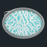 Hebilla De Cinturón Oval Patrón de arrecife de coral de playa Azul blanco n<br><div class="desc">Este patrón náutico repetitivo inspirado en el océano bonito y la playa parece un arrecife de coral trenzado en blanco sobre una playa de fondo azul. El elegante patrón de arrecife de coral se hace con un estilo de galería. El color azul recuerda a los mares tropicales claros y luminosos....</div>