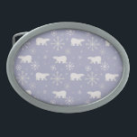 Hebilla De Cinturón Oval Patrón de navidades con osos polares y copos de ni<br><div class="desc">Patrón sin foco con osos polares</div>