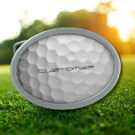 Hebilla De Cinturón Oval Pelota de golf con texto personalizado<br><div class="desc">Diseño único para el golfista casual al profesional del Heart. Clásico y único,  seguro que esto impresionará a sus compañeros de golf en el próximo torneo o reunión. Personalizar esta bola de golf con el texto que elijas.</div>