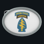 Hebilla De Cinturón Oval Pestaña aérea de las fuerzas especiales<br><div class="desc">Fuerzas Especiales del Ejército de los Estados Unidos insignia en el mango de hombro. Fuerzas Especiales Del Ejército Azul Cabeza De Vela Y Pestaña Aérea.</div>