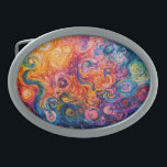 Hebilla De Cinturón Oval Pintado de aceite de Swichedelic Swirls<br><div class="desc">Pintura de Brady Arnold</div>
