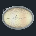 Hebilla De Cinturón Oval Purpurina de oro Girly Lujo Monograma Moderno Nomb<br><div class="desc">Purpurina De Espuma Metálica De Relieve metalizado De Faux De Oro Cepó La Hebilla Metalizado De La Correa De Monograma. Esto hace que la graduación perfecta, dulce 16 16, 18, 21, 30, 40, 50, 60, 70, 80, 90, 100 años, boda, ducha de novias, aniversario, ducha de bebé o despedida de...</div>