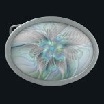 Hebilla De Cinturón Oval Resumen de mariposa azul verde azul Fantasía arte<br><div class="desc">Una mariposa de fantasía moderna y muy decorativa con armoniosos colores pastel azul-verde. Diseño para su hebilla de cinturón óvalo abstracta y más.</div>