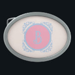 Hebilla De Cinturón Oval Rosa y azul personalizados<br><div class="desc">sofisticado</div>