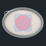 Hebilla De Cinturón Oval Rosa y azul personalizados<br><div class="desc">sofisticado</div>