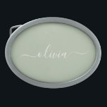 Hebilla De Cinturón Oval Sage Green Minimalista Moderno Monograma elegante<br><div class="desc">Presentamos nuestra elegante colección de monogramas Minimalistas y ecológicos: eleve su estética con serenidad sofisticada y elegancia intemporal. Nuestra colección muestra diseños minimalistas en un ambiente tranquilo y verde, complementado con refinados monogramas adaptados a su estilo personal. Desde papel pulido hasta accesorios versátiles, cada pieza de nuestra colección está meticulosamente...</div>