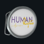 Hebilla De Cinturón Oval Salvamento de los derechos humanos<br><div class="desc">La línea de vida de los derechos humanos para todos,  sin excepción</div>