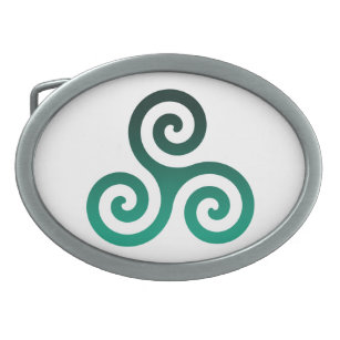 Hebilla De Cinturón Oval Símbolo celta ancestral de Triskele verde