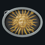 Hebilla De Cinturón Oval Símbolo de Luis XIV el Rey Sol<br><div class="desc">Símbolo de Luis XIV el Rey Sol (Roi Soleil) en la puerta dorada del castillo de Versalles con fondo negro</div>