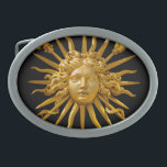 Hebilla De Cinturón Oval Símbolo de Luis XIV el Rey Sol<br><div class="desc">Símbolo de Luis XIV el Rey Sol (Roi Soleil) en la puerta dorada del castillo de Versalles con fondo negro</div>