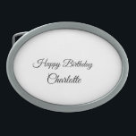 Hebilla De Cinturón Oval SIMPLE MINIMAL.CUTIE ADD NAME BABY happy birthday<br><div class="desc">Design</div>