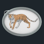Hebilla De Cinturón Oval Tigre 2<br><div class="desc">Ilustracion vectorial de mano de un tigre</div>