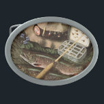 Hebilla De Cinturón Oval Todavía pesca de vida<br><div class="desc">Artista: De Juan Atherton el | todavía del pescador la vida - pesque,  los señuelos,  barra</div>