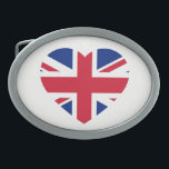 Hebilla De Cinturón Oval Unión Jack Heartflag bcnt<br><div class="desc">Diseño de la hebilla del cinturón del corazón de Union Jack © Trinkets and Things 2017 - AHP Design. Todos Los Derechos Reservados. 030417</div>