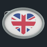 Hebilla De Cinturón Oval Unión Jack Heartflag bcnt<br><div class="desc">Diseño de la hebilla del cinturón del corazón de Union Jack © Trinkets and Things 2017 - AHP Design. Todos Los Derechos Reservados. 030417</div>