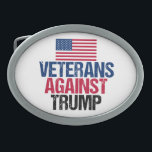 Hebilla De Cinturón Oval Veteranos contra la bandera estadounidense de Trum<br><div class="desc">Luché por este país y ahora lucharé contra el republicano Donald Trump. Los soldados que lucharon por los Estados Unidos de América se unen contra el hombre que destruirá la propia libertad por la que hemos trabajado con esta audaz hebilla de cinturón político con la bandera estadounidense en rojo, blanco...</div>