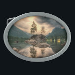Hebilla De Cinturón Oval Viajes por la naturaleza - Paisaje de las montañas<br><div class="desc">Imagen de la naturaleza del paisaje montañoso con el lago durante una tormenta.  frontiernow.com</div>