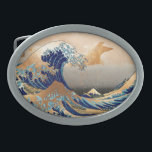 Hebilla De Cinturón Oval Vintage de PixDezines, Gran Ola, Hokusai 葛 飾 北 斎 の<br><div class="desc">PixDezinves Vintage de arte japonés con falso acento dorado. La Gran Ola de Kanagawa es una de las más vistas a nivel mundial. El artista, Hokusai, 1832 (Periodo Edo). Representando el okinami como las grandes olas, NO el tsunami. Digitalmente mejorado por PixDezines. Copyright © 2008-2014 PixDezines.com™ y PixDezines™ en zazzle.com...</div>